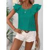 imageFalechay Womens Bow Tie Back Tops Round Neck Ruffle Short Sleeve Shirts Cute Babydoll Chiffon Tee Women Summer Trendy TunicTurquoise