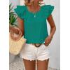 imageFalechay Womens Bow Tie Back Tops Round Neck Ruffle Short Sleeve Shirts Cute Babydoll Chiffon Tee Women Summer Trendy TunicTurquoise