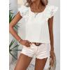 imageFalechay Womens Bow Tie Back Tops Round Neck Ruffle Short Sleeve Shirts Cute Babydoll Chiffon Tee Women Summer Trendy TunicWhite