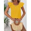 imageFalechay Womens Bow Tie Back Tops Round Neck Ruffle Short Sleeve Shirts Cute Babydoll Chiffon Tee Women Summer Trendy TunicYellow
