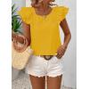 imageFalechay Womens Bow Tie Back Tops Round Neck Ruffle Short Sleeve Shirts Cute Babydoll Chiffon Tee Women Summer Trendy TunicYellow