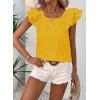 imageFalechay Womens Bow Tie Back Tops Round Neck Ruffle Short Sleeve Shirts Cute Babydoll Chiffon Tee Women Summer Trendy TunicYellow