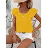 imageFalechay Womens Bow Tie Back Tops Round Neck Ruffle Short Sleeve Shirts Cute Babydoll Chiffon Tee Women Summer Trendy TunicYellow