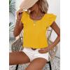 imageFalechay Womens Bow Tie Back Tops Round Neck Ruffle Short Sleeve Shirts Cute Babydoll Chiffon Tee Women Summer Trendy TunicYellow