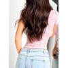 imageFalechay Womens Lace Long Sleeve Shirt Low Cut Y2K Slim Fit Top Bow Sexy Going Out Club Concert ClothesApink