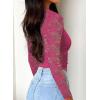 imageFalechay Womens Lace Long Sleeve Shirt Low Cut Y2K Slim Fit Top Bow Sexy Going Out Club Concert ClothesHot Pink