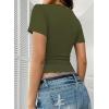 imageFalechay Womens Summer Tops Lace Square Neck Short Sleeve Shirts Sexy Going Out Crop Top Women Y2K Tee Fitted Slim TShirtsArmy Green