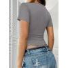 imageFalechay Womens Summer Tops Lace Square Neck Short Sleeve Shirts Sexy Going Out Crop Top Women Y2K Tee Fitted Slim TShirtsAsh Grey