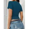imageFalechay Womens Summer Tops Lace Square Neck Short Sleeve Shirts Sexy Going Out Crop Top Women Y2K Tee Fitted Slim TShirtsBlue