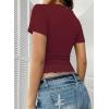 imageFalechay Womens Summer Tops Lace Square Neck Short Sleeve Shirts Sexy Going Out Crop Top Women Y2K Tee Fitted Slim TShirtsBurgundy