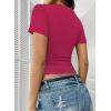 imageFalechay Womens Summer Tops Lace Square Neck Short Sleeve Shirts Sexy Going Out Crop Top Women Y2K Tee Fitted Slim TShirtsHot Pink
