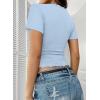 imageFalechay Womens Summer Tops Lace Square Neck Short Sleeve Shirts Sexy Going Out Crop Top Women Y2K Tee Fitted Slim TShirtsLight Blue