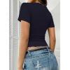 imageFalechay Womens Summer Tops Lace Square Neck Short Sleeve Shirts Sexy Going Out Crop Top Women Y2K Tee Fitted Slim TShirtsNavy