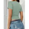 imageFalechay Womens Summer Tops Lace Square Neck Short Sleeve Shirts Sexy Going Out Crop Top Women Y2K Tee Fitted Slim TShirtsSage Green