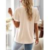 imageFalechay Womens Tops Butterfly Sleeve V Neck Blouses for Women Dressy Casual Flowy Swiss Dot Ruffle Short Sleeve ShirtsApricot