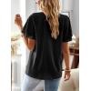 imageFalechay Womens Tops Butterfly Sleeve V Neck Blouses for Women Dressy Casual Flowy Swiss Dot Ruffle Short Sleeve ShirtsBlack
