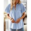 imageFalechay Womens Tops Butterfly Sleeve V Neck Blouses for Women Dressy Casual Flowy Swiss Dot Ruffle Short Sleeve ShirtsBlue