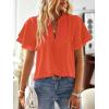 imageFalechay Womens Tops Butterfly Sleeve V Neck Blouses for Women Dressy Casual Flowy Swiss Dot Ruffle Short Sleeve ShirtsBright Orange
