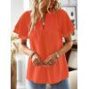 imageFalechay Womens Tops Butterfly Sleeve V Neck Blouses for Women Dressy Casual Flowy Swiss Dot Ruffle Short Sleeve ShirtsBright Orange