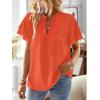 imageFalechay Womens Tops Butterfly Sleeve V Neck Blouses for Women Dressy Casual Flowy Swiss Dot Ruffle Short Sleeve ShirtsBright Orange