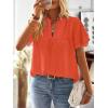 imageFalechay Womens Tops Butterfly Sleeve V Neck Blouses for Women Dressy Casual Flowy Swiss Dot Ruffle Short Sleeve ShirtsBright Orange