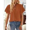 imageFalechay Womens Tops Butterfly Sleeve V Neck Blouses for Women Dressy Casual Flowy Swiss Dot Ruffle Short Sleeve ShirtsCaramel