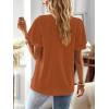 imageFalechay Womens Tops Butterfly Sleeve V Neck Blouses for Women Dressy Casual Flowy Swiss Dot Ruffle Short Sleeve ShirtsCaramel
