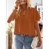 imageFalechay Womens Tops Butterfly Sleeve V Neck Blouses for Women Dressy Casual Flowy Swiss Dot Ruffle Short Sleeve ShirtsCaramel