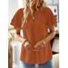 imageFalechay Womens Tops Butterfly Sleeve V Neck Blouses for Women Dressy Casual Flowy Swiss Dot Ruffle Short Sleeve ShirtsCaramel