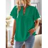 imageFalechay Womens Tops Butterfly Sleeve V Neck Blouses for Women Dressy Casual Flowy Swiss Dot Ruffle Short Sleeve ShirtsClover Green