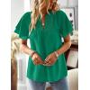 imageFalechay Womens Tops Butterfly Sleeve V Neck Blouses for Women Dressy Casual Flowy Swiss Dot Ruffle Short Sleeve ShirtsClover Green
