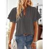 imageFalechay Womens Tops Butterfly Sleeve V Neck Blouses for Women Dressy Casual Flowy Swiss Dot Ruffle Short Sleeve ShirtsDark Gray