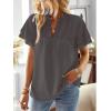 imageFalechay Womens Tops Butterfly Sleeve V Neck Blouses for Women Dressy Casual Flowy Swiss Dot Ruffle Short Sleeve ShirtsDark Gray
