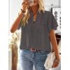 imageFalechay Womens Tops Butterfly Sleeve V Neck Blouses for Women Dressy Casual Flowy Swiss Dot Ruffle Short Sleeve ShirtsDark Gray