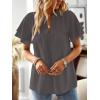 imageFalechay Womens Tops Butterfly Sleeve V Neck Blouses for Women Dressy Casual Flowy Swiss Dot Ruffle Short Sleeve ShirtsDark Gray