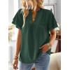 imageFalechay Womens Tops Butterfly Sleeve V Neck Blouses for Women Dressy Casual Flowy Swiss Dot Ruffle Short Sleeve ShirtsDark Green