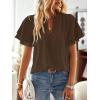 imageFalechay Womens Tops Butterfly Sleeve V Neck Blouses for Women Dressy Casual Flowy Swiss Dot Ruffle Short Sleeve ShirtsEspresso