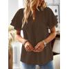 imageFalechay Womens Tops Butterfly Sleeve V Neck Blouses for Women Dressy Casual Flowy Swiss Dot Ruffle Short Sleeve ShirtsEspresso