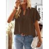 imageFalechay Womens Tops Butterfly Sleeve V Neck Blouses for Women Dressy Casual Flowy Swiss Dot Ruffle Short Sleeve ShirtsEspresso