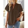 imageFalechay Womens Tops Butterfly Sleeve V Neck Blouses for Women Dressy Casual Flowy Swiss Dot Ruffle Short Sleeve ShirtsEspresso