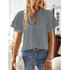 imageFalechay Womens Tops Butterfly Sleeve V Neck Blouses for Women Dressy Casual Flowy Swiss Dot Ruffle Short Sleeve ShirtsGraygreen