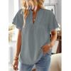 imageFalechay Womens Tops Butterfly Sleeve V Neck Blouses for Women Dressy Casual Flowy Swiss Dot Ruffle Short Sleeve ShirtsGraygreen