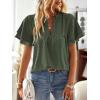 imageFalechay Womens Tops Butterfly Sleeve V Neck Blouses for Women Dressy Casual Flowy Swiss Dot Ruffle Short Sleeve ShirtsGreen
