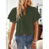 imageFalechay Womens Tops Butterfly Sleeve V Neck Blouses for Women Dressy Casual Flowy Swiss Dot Ruffle Short Sleeve ShirtsGreen1