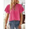 imageFalechay Womens Tops Butterfly Sleeve V Neck Blouses for Women Dressy Casual Flowy Swiss Dot Ruffle Short Sleeve ShirtsHot Pink