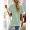 imageFalechay Womens Tops Butterfly Sleeve V Neck Blouses for Women Dressy Casual Flowy Swiss Dot Ruffle Short Sleeve ShirtsLight Green