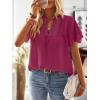 imageFalechay Womens Tops Butterfly Sleeve V Neck Blouses for Women Dressy Casual Flowy Swiss Dot Ruffle Short Sleeve ShirtsMagenta