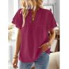 imageFalechay Womens Tops Butterfly Sleeve V Neck Blouses for Women Dressy Casual Flowy Swiss Dot Ruffle Short Sleeve ShirtsMagenta
