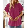 imageFalechay Womens Tops Butterfly Sleeve V Neck Blouses for Women Dressy Casual Flowy Swiss Dot Ruffle Short Sleeve ShirtsMagenta