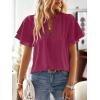 imageFalechay Womens Tops Butterfly Sleeve V Neck Blouses for Women Dressy Casual Flowy Swiss Dot Ruffle Short Sleeve ShirtsMagenta